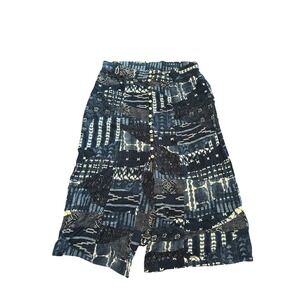 Karen Kane Patchwork Skirt Womens XL Blue Indigo Bohemian Rayon